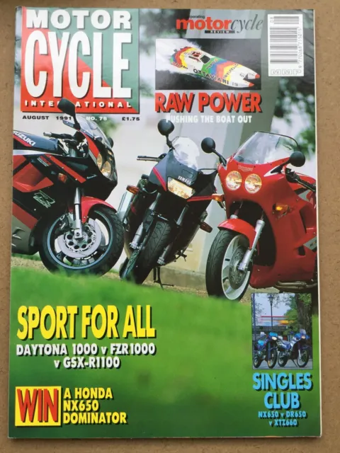 Motor Cycle International Magazine - August 1991 - Daytona v FZR1000 v GSX-R1100