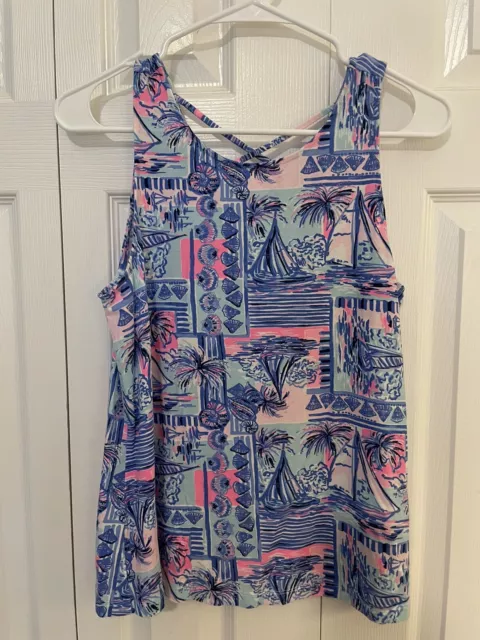 Lilly Pulitzer Kristen Tank Top "Whisper Blue Yeah Buoy" Size Small