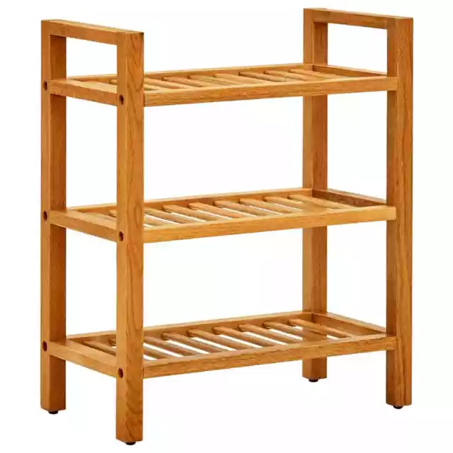 NNEVL Shoe Rack with 3 Shelves 50x27x60 cm Solid Oak Wood