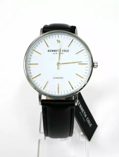 Kenneth Cole New York KC51061004 White Dial Black Leather Strap Men's Watch