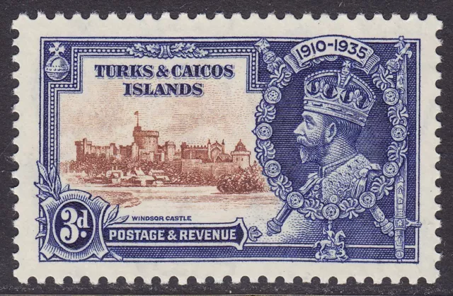 TURKS & CAICOS ISLANDS 1935 KGV SG188 3d SILVER JUBILEE MNH