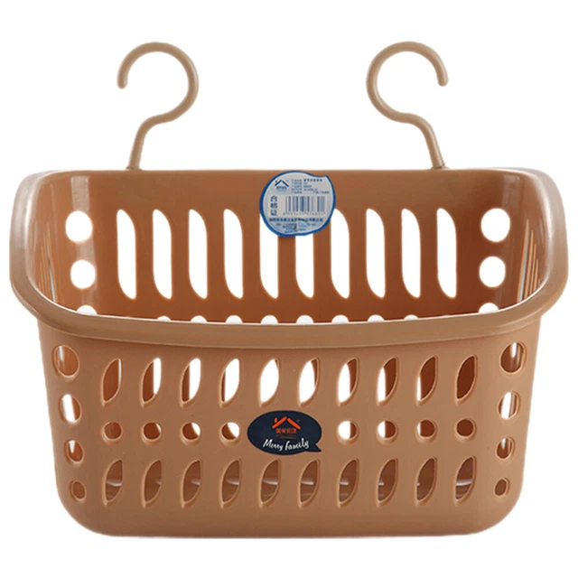 Cesta de almacenamiento de plástico con gancho, cesta de ducha colgante,