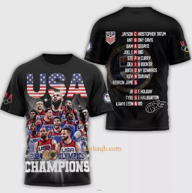 TRENDINGUSA MEN’S NATIONAL Basketball Team 2024 Olympic Champions 3D T