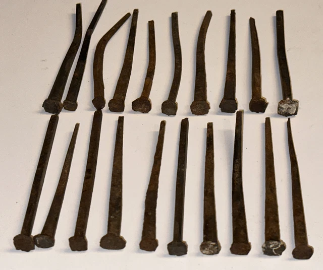 Lot of 20 Antique Forged Nails w/Square Heads - 3 Inches Long (set 1)