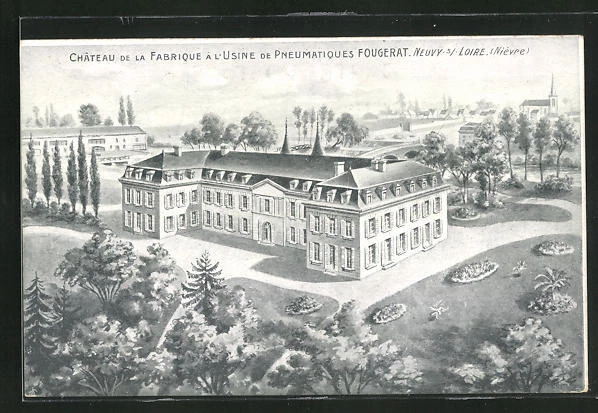 CPA Neuvy-sur-Loire, Château de la Fabrique à l´Usine de Pneumatiques Fougerat