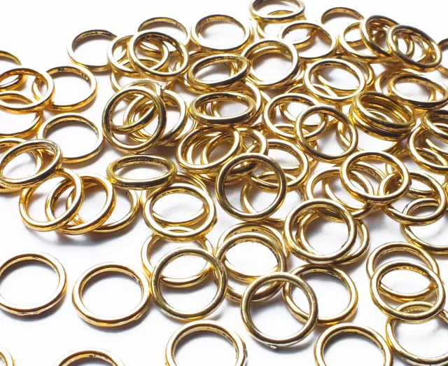 100 x Strong Gold tone 10mm Closed Soldered Jump Ring Connector Link 1.2mm thick 3