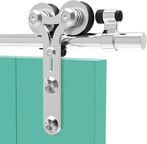 CCJH 4FT-16FT Stainless Steel Sliding Barn Door Hardware Kit Track Closet Roller