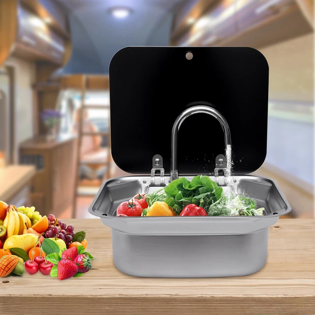 Spülbecken mit Wasserhahn Camping Spüle Waschbecken Wohnmobil Bausatz RV Neu