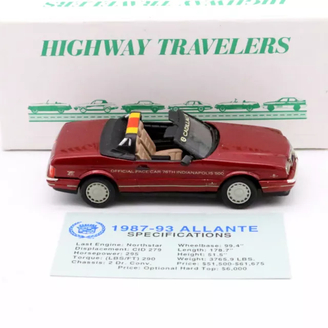 Illustra HIGHWAY TRAVELERS 1987-93 CADILLAC ALLANTE Pace Car 105 Red 1/43 In Box