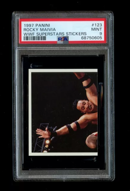 1997 Panini WWF Superstars Rocky Maivia #123 Stickers PSA 9 Mint Pop 5 1 Higher
