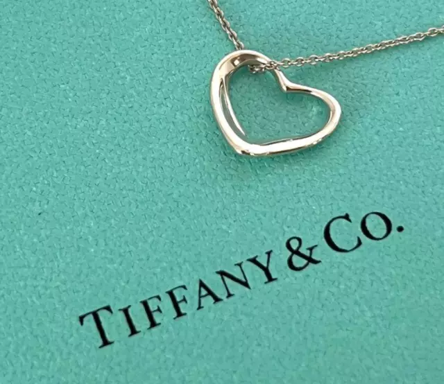 Tiffany & Co Sterling Silver Elsa Peretti Open Heart Pendant Necklace