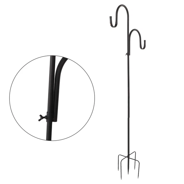 Station Alimentation Oiseaux ZVO Lot De 2 Crochets De Berger Métal 120cm - Support Réglable Pour Lanternes, Mangeoires, Décoration Jardin - Anti-Rouille Crochet Jardin