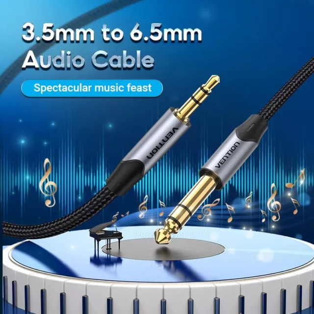 6.35mm 1/4 Male to 3.5mm 1/8 Male Stereo Audio Cable Aux for Phone PC DVD Hi-Fi 2