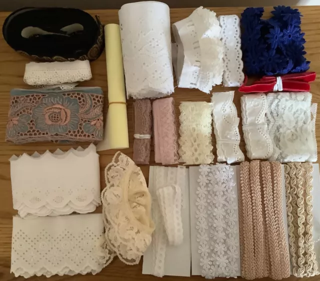 Bundle of Modern and Vintage Braid, Trimmings, Edgings, Ribbons and Lace