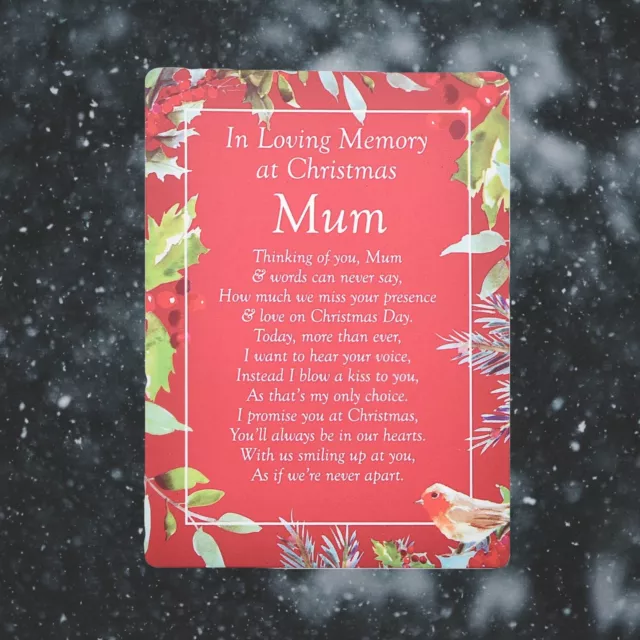In Loving Memory of Mum at Christmas Graveside Waterproof Memorial Card, Tribute