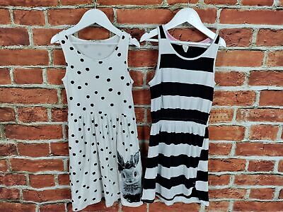 Girls Bundle Age 8-10 Years 100% H&M Summer Sleeveless Dress Stripe Spot 140Cm