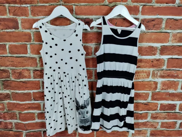 Girls Bundle Age 8-10 Years 100% H&M Summer Sleeveless Dress Stripe Spot 140Cm