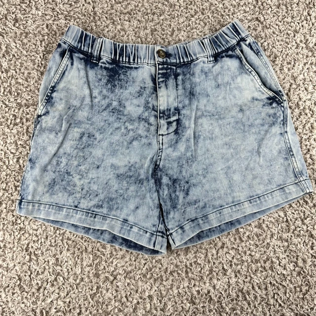 BearBottom Shorts Mens Medium Blue Acid Wash 5.5" Inseam Casual Stretch Comfort