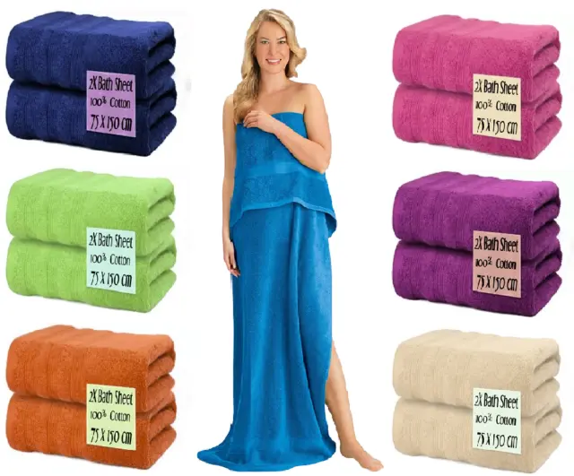 2x Exrta Large Super Jumbo Bath Sheets 100% Egyptian Cotton Big Bathroom Towels