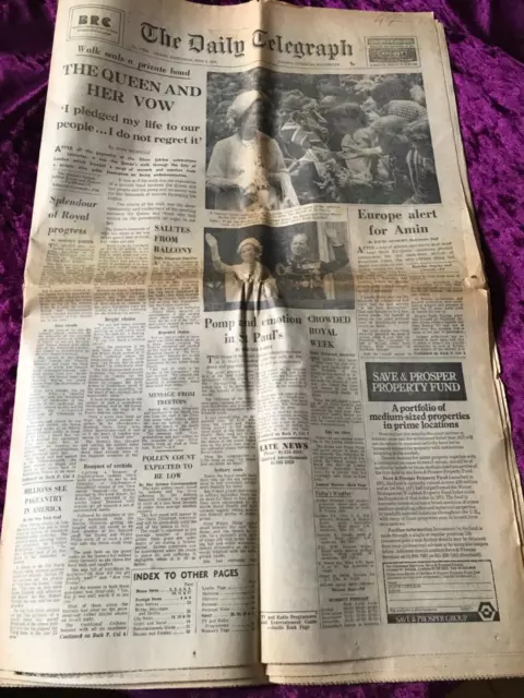 Vintage The Daily Telegraph 8th June 1977 Newspaper Queen After Jubilee Pledge