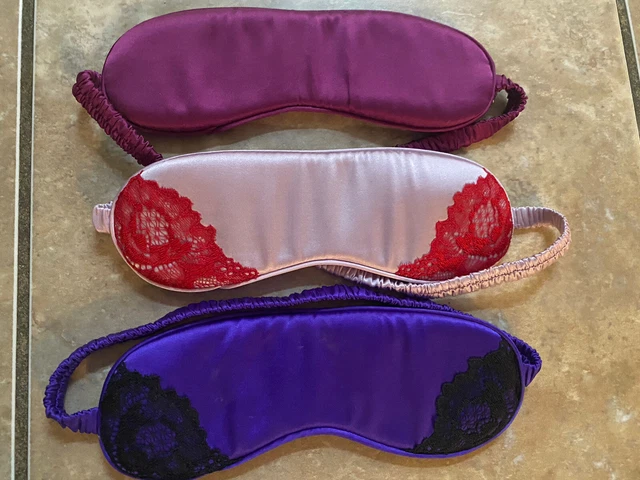 Lote de 3 máscaras de seda para dormir rosa púrpura de Victoria's Secret