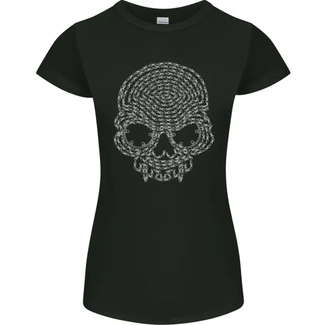 Skull of Chains Biker Motorcycle Motorbike Womens Petite Cut T-Shirt