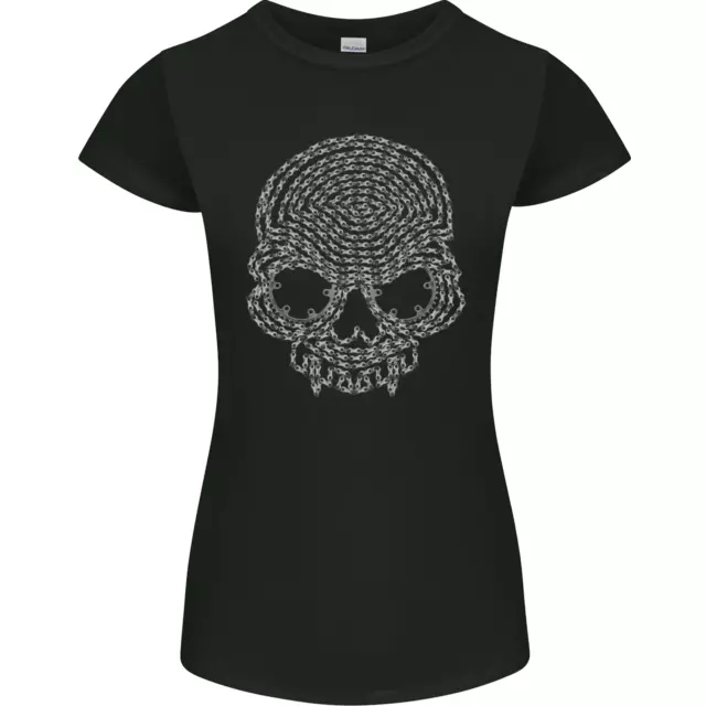 Skull of Chains Biker Motorcycle Motorbike Womens Petite Cut T-Shirt