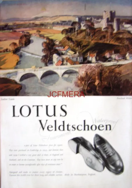 1952 LOTUS Veldtschoen Shoes Advert LUDLOW CASTLE - Rowland Hilder Art Print AD