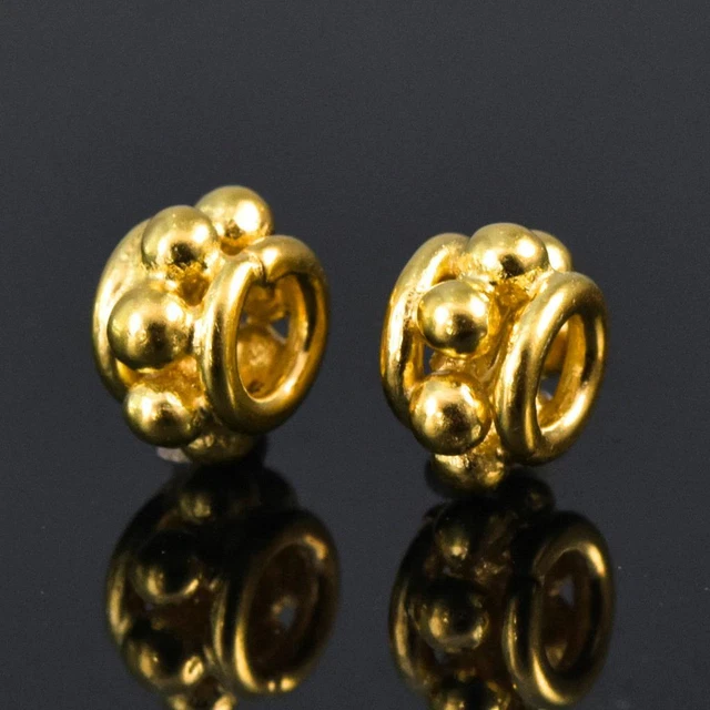 Pair Gold Vermeil over 925 Sterling Silver Bali Granulation 5.45mm Beads 0.65g