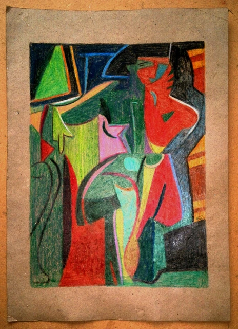 Cubism avantgarde - act - portrait of a woman - drawing signed