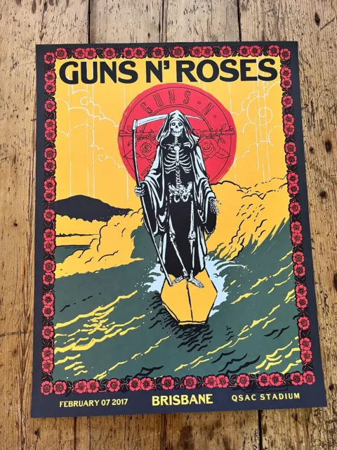 Guns N Roses - Rare Tour  Lithograph / Poster - Brisbane #1 - February 7th  2017