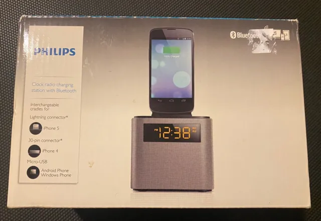 Philips AJT3300/37 Bluetooth Dual Alarm Clock Radio and Speaker