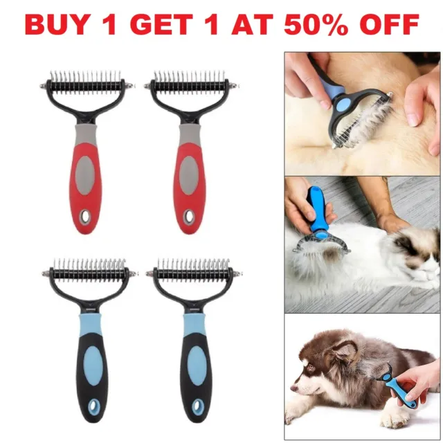 Pet Grooming Tool - 2 Sided Shedding Comb Brush Undercoat Rake for Cats & Dogs