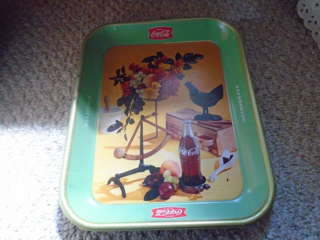  COCA COLA FRENCH CANADIAN ROOSTER metal TRAY 1957 vintage