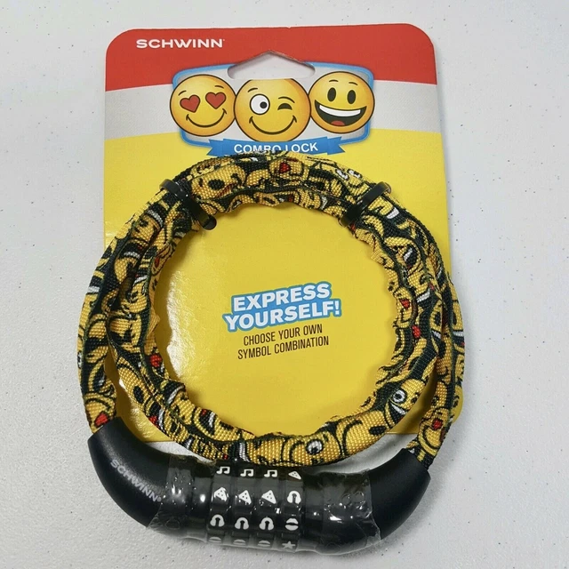 SCHWINN SMILEY FACE Emojis Combination Symbols Bicycle Lock Steel 6MM