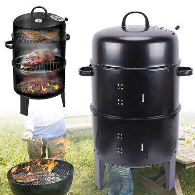 3In1 Charcoal Smoker Grill Thermometer Outdoor Barbecue Meat Food Cooking Oven