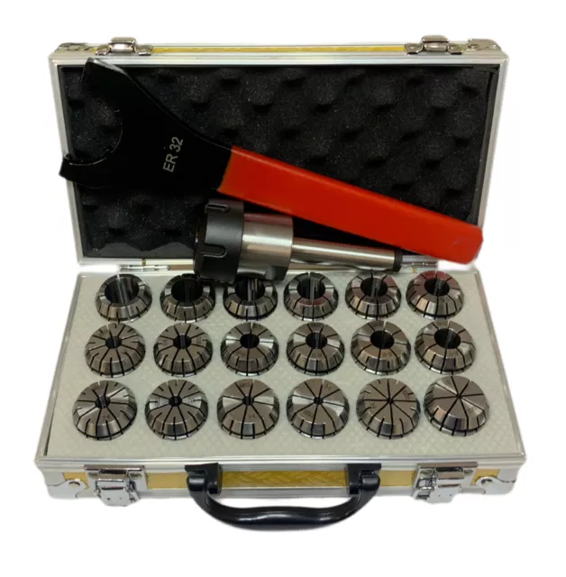 2Mt Er32 Collet Chuck + 18Pc Collet Set 2-20Mm Er32 Range And Spanner Rdgtools