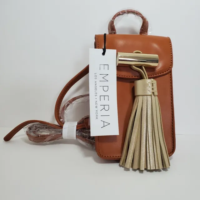 Emperia Brown Adjustable  Crossbody Strap w/ Tassle Phone Wallet New with Tags