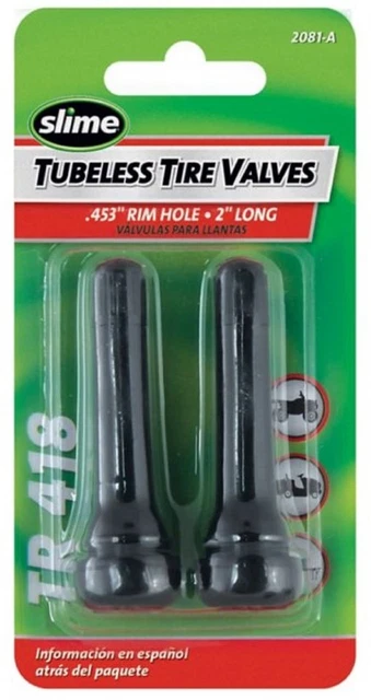 Slime 2081-A Tubeless Tire Valve 2 Inch x 3/7 Inch Rubber Black