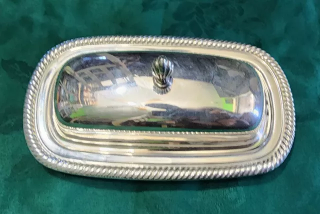 Vtg Wm Rogers #887 Shell Finial  Silverplated Covered Butter🧈 Dish W/ Liner