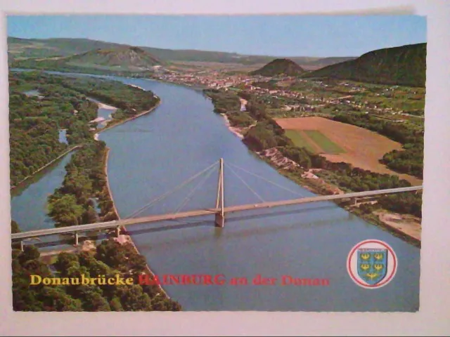 Donaubrücke. Hainburg an der Donau. Luftbild. AK.