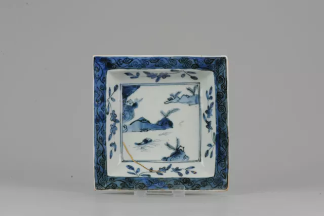 Antique Chinese Porcelain Late Ming or Transitional Plate Landscape  [:z...