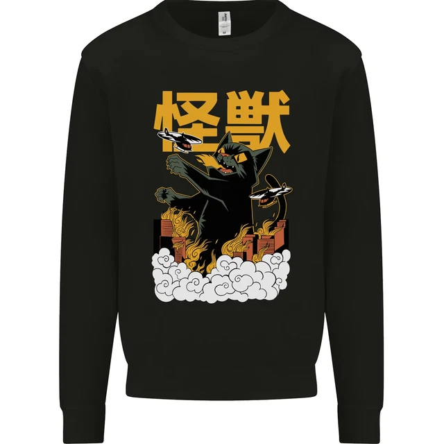 Catzilla Funny Cat Monster Parody Kids Sweatshirt Jumper