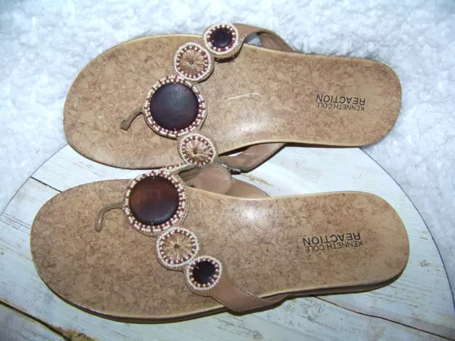 Kenneth Cole Reaction Beaded Thong Flip Flop Sandals Women 8 Southwest Aztec