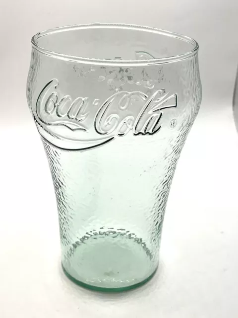Vintage Coca-Cola Green Pebbled Drinking Glass 32 oz-Wide Mouth Opening Coke Cup