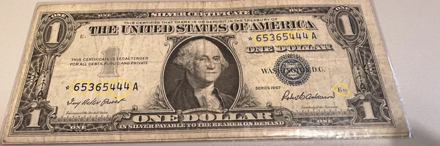 1957 A Series $1 STAR NOTE- Blue Seal -Silver Certificate-Trinary
