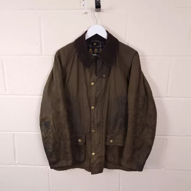 BARBOUR Ashby Wax Jacket Mens M Medium Collared Lined Waxed Field Coat Olive