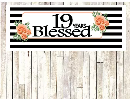 Number 19- 19th Birthday Anniversary Party Blessed Years Wall Decoration Banner