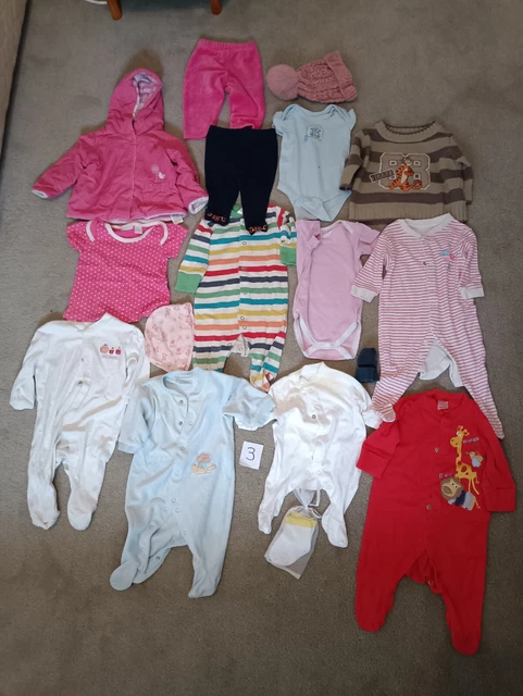 Baby Girl Clothes 0-3 Months ❤️Bundle💕 16 Items Baby Grow Romper Coats Tops💕3