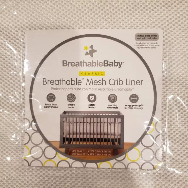 BreathableBaby Classic Breathable Mesh Crib Liner White New